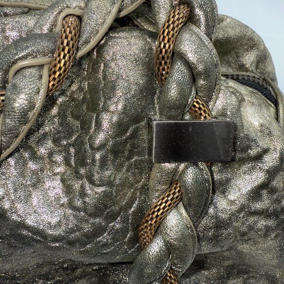 Botkier Braided Handle Metallic Shoulder Bag - Pewter/Brass - Picture 8 of 13